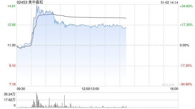 美中嘉和盘中涨超35% 公司签订2亿元融资租赁协议